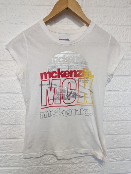 McKenzie Round Neck T Shirt - Size S - White & Pink - Cotton - P2P 17" - Picture 5 of 8